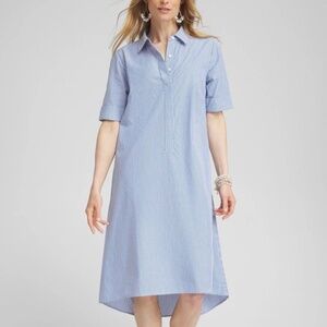 Chico's Cotton Stripe Shirt Dress Medium (Size 1)